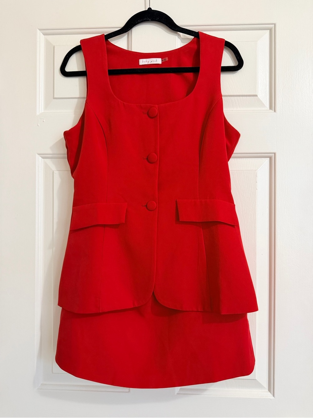 Red Tailored Two-Piece Set